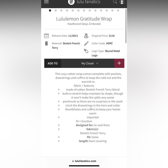 Vintage! Lululemon 🍋 Gratitude Wrap size 4 - Picture 3 of 10